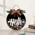 thumbnail image 2 of Eveokoki 11" Welcome Sign Hello Front Door Home Decor Round Wood Wreaths Hanging Wall Pediments Farmhouse Porch Welcome Sign Front Door Decoration for Housewarming Gift All Seasons Holidaych, 2 of 5