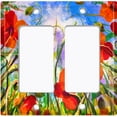 thumbnail image 6 of Metal Light Switch Plate Outlet Cover Red Poppy Fields Sky Painting PNT009, 6 of 13