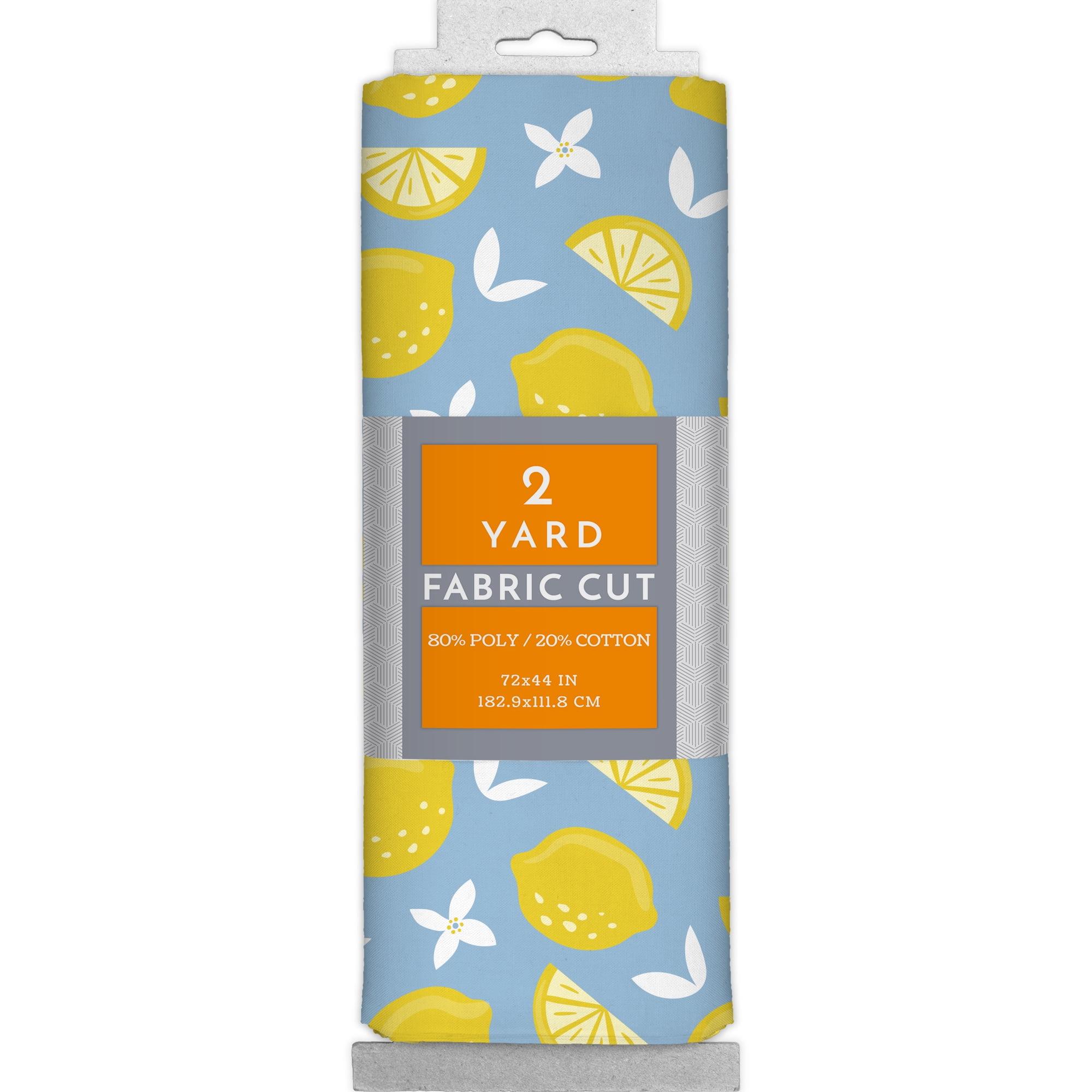 2 Yards Poly-cotton Lemon Toss, Blue, 44" Wide for Crafts by David Textiles