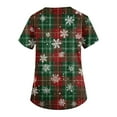 thumbnail image 4 of Inglocry Christmas Scrubs Women's Snowflake Christmas Tree Print Nursing Uniform Plus Size V Neck Short Sleeve Nurse Shirt with Pockets Light Green M, 4 of 4