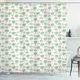 thumbnail image 1 of Forest Shower Curtain, Nursery Style Cute Trees Bushes and Flying Butterflies with Polka Dots, Fabric Bathroom Set with Hooks, 69W X 84L Inches Extra Long, Pink and Pale Green, by Ambesonne, 1 of 3