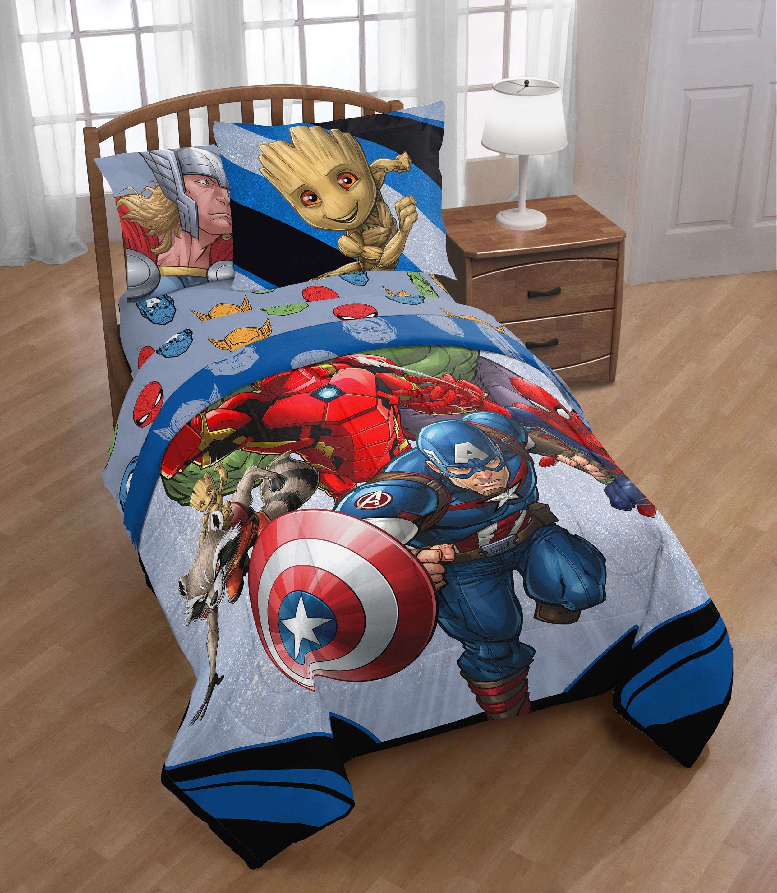 absceso Prueba de Derbeville Respiración Avengers Marvel Comics Boys Twin Comforter, Sheets & BONUS Sham (5 Piece  Bed In Bag) - Walmart.com