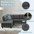thumbnail image 5 of AENKYO 98" L-Shaped Upholstered Sectional Sofa Couch with Storage & Cup Holders, Faux Leather Living Room Sofa Set, Dark Gray, 5 of 7
