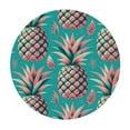 thumbnail image 2 of GOSMITH Waterproof Pineapple Watercolor Fruit Pink Magenta Pineapple On A A Turquoise Background Decorative Round Tablecloth White, 2 of 7