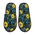 thumbnail image 2 of KLL Sunflowers And Blue Flower Slippers for Women Men House Slip on Indoor Outdoor Bedroom Furry Fleece Lined Ladies Comfy Anti-Skid Rubber Hard Sole-Medium, 2 of 8