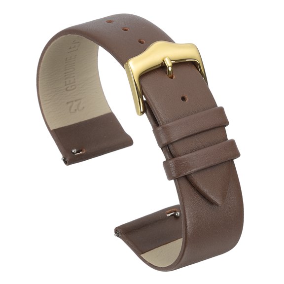 Uxcell 22mm Brown Genuine Leather Watch Bands with Gold Buckle for Men Women
