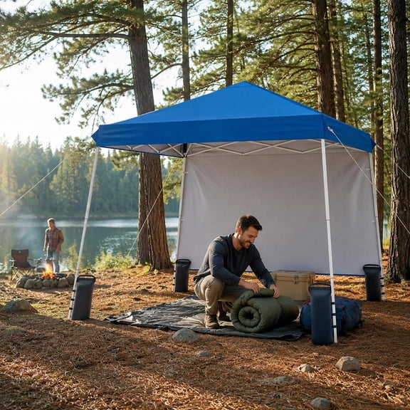 9 Ft X 9 Ft Pop up Canopy Tent, Upf 50 Sun Shade, Waterproof Oxford Cloth, Blue