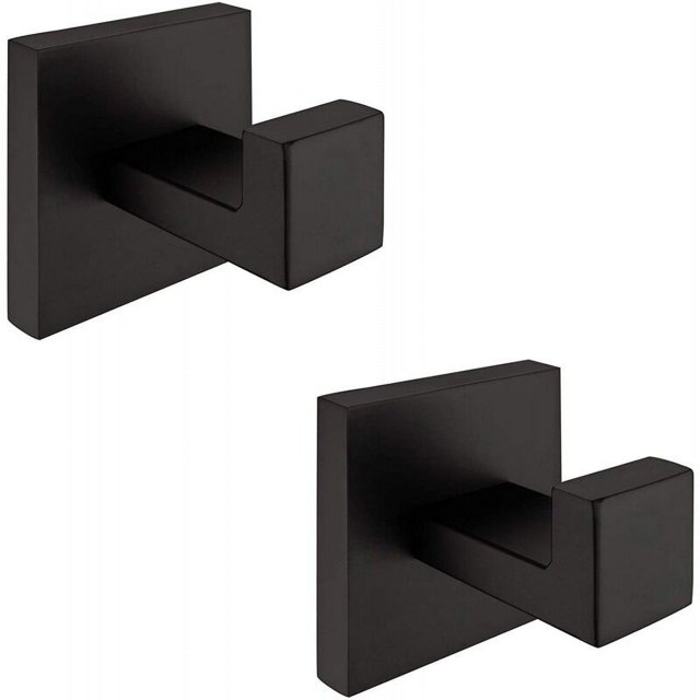 2 piezas de gancho para colgar sobre la puerta, gancho para abrigo de acero inoxidable SUS304, toallero, gancho de pared de baño de estilo industrial moderno (negro)