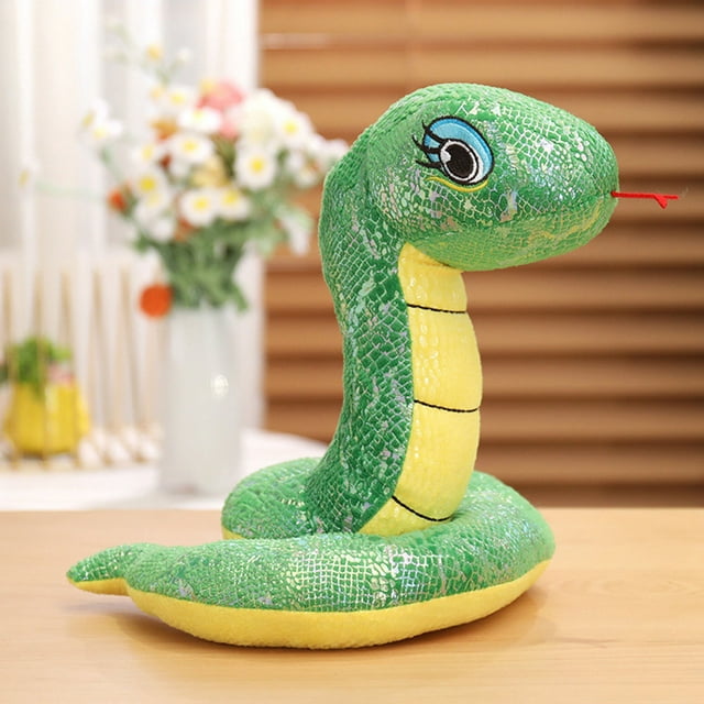 BAOPAI Year Of The Snake 2025 Plush Toy With Realistic Sequins Design, 8 Inch Soft Stuffed Snake Doll For Home Decor And Good Fortune Celebration