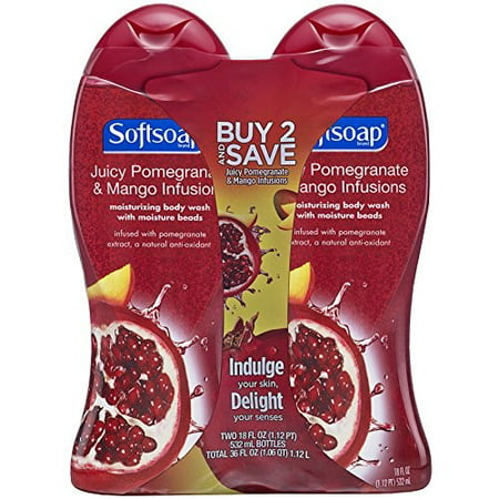 (2 pack) Softsoap Moisturizing Body Wash, Pomegranate and Mango - 18 fl oz Twin (Best Moisturizing Body Wash For Men)