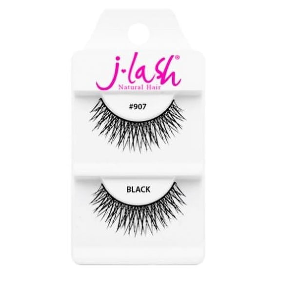 #907 Black , J Lash Daily Eyelashes, hair scalp beauty - Pack of 2 w/ Sleek 3-in-1 Comb/Brush