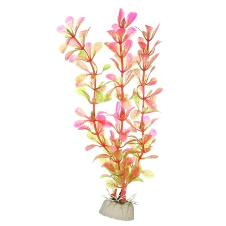 Unique Bargains 1 Pcs Fish Tank Aquarium Decoration Artificial Plants Plastic Artificial Water Plants Pink 18.5cm