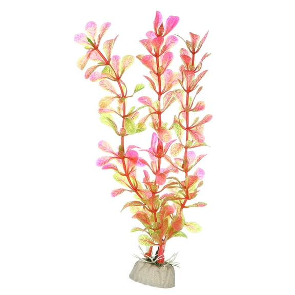 Unique Bargains 1 Pcs Fish Tank Aquarium Decoration Artificial Plants Plastic Artificial Water Plants Pink 18.5cm