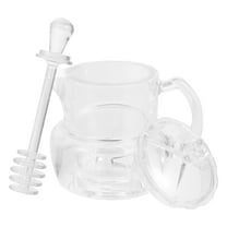 HOMEMAXS 1Set Acrylic Transparent Round Honey Pot for Kitchen Use Honey Container with Dipper 4.68x3.85Inch