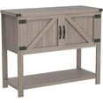 thumbnail image 5 of Farmhouse Coffee Bar Cabinet with Barn Doors, Grey Coffee Bar Stand with Storage, 36 inch Coffee and Tea Bar with Bottom Shelf for Living Dining Room, 5 of 20