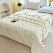 Cream Throw Blanket for Couch-Super Soft Fluffy Blankets for Women 59x49 Inches Cozy Lightweight Fleece Blanket for Home Decor （White）