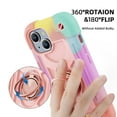 thumbnail image 6 of for iPhone 15 Case with Ring Stand, Heavy Duty Military Grade Rugged Shockproof Silicone Rubber Magnetic Kickstand Holder Case for Women Girls For iPhone 15, Rainbow Pink, 6 of 6