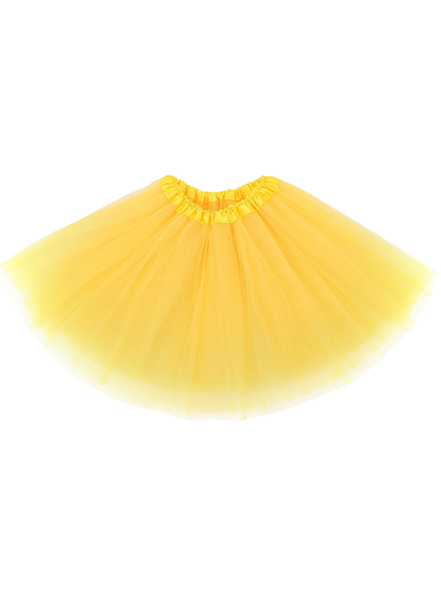 Simplicity Women's Classic Elastic, 3-Layered Tulle Tutu Skirt, Yellow ...