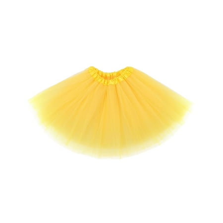 women's 3-layered Ballet Tutu Skirt,Tulle Fibers &Classic Elastic,Yellow