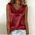 thumbnail image 2 of WULMLEO Women's Elegant Silk Satin Tank Tops Sleeveless Cowl Neck Dressy Casual Blouses Red S, 2 of 6