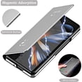 thumbnail image 3 of Mirror Stand Case Compatible Samsung Galaxy Z Fold 5 Case Clear,Luxury Slim Mirror Surface Cover Luxury PU Leather Hybrid PC Bumper Shockproof Case for Galaxy Z Fold 5 Phone Case for Men Silver, 3 of 14