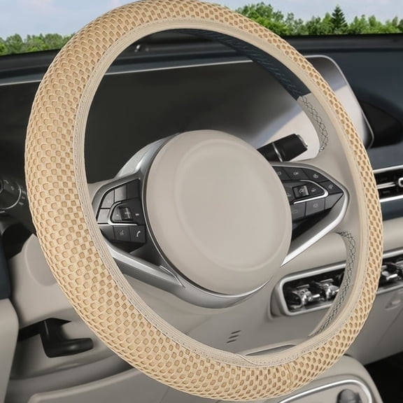 Breathable Ice Sliky Fiber Fabric car steering wheel cover, suitable for all seasons, cooling in summer without inner ring