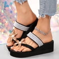 thumbnail image 2 of Mostsola Flip Flops for Women Trendy Platform Sandals Floral Rhinestone Wedges Heels Slip on Shoes, 2 of 9