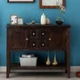thumbnail image 2 of Buffet Sideboard Table, 46" Console Table with 4 Drawers and Cabinets, 1 Storage Shelf, Solid Wood Espresso Contemporary Sofa Table, 2 of 10