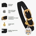 thumbnail image 2 of Collar para gatos Bronzedog de piel con cascabeles extraíbles para gatos, color negro, 2 of 7