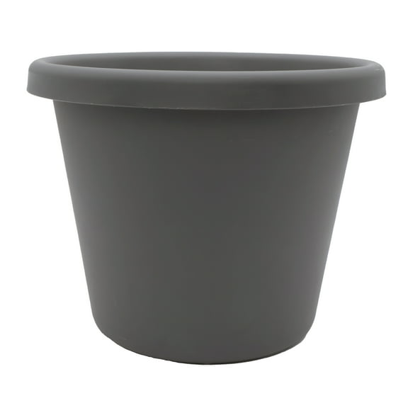 The HC Companies 15.5 Inch Round Classic Planter, Plastic Plant Pot, Warm Gray