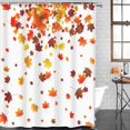 thumbnail image 2 of Autumn Falling Maple Bathroom Set with Shower Curtain and Rugs Accessories, Leaves Nature Warm Farmhouse Shower Curtain Set, Fall Shower Curtain for Bathroom Decor 4 Pcs, 2 of 7