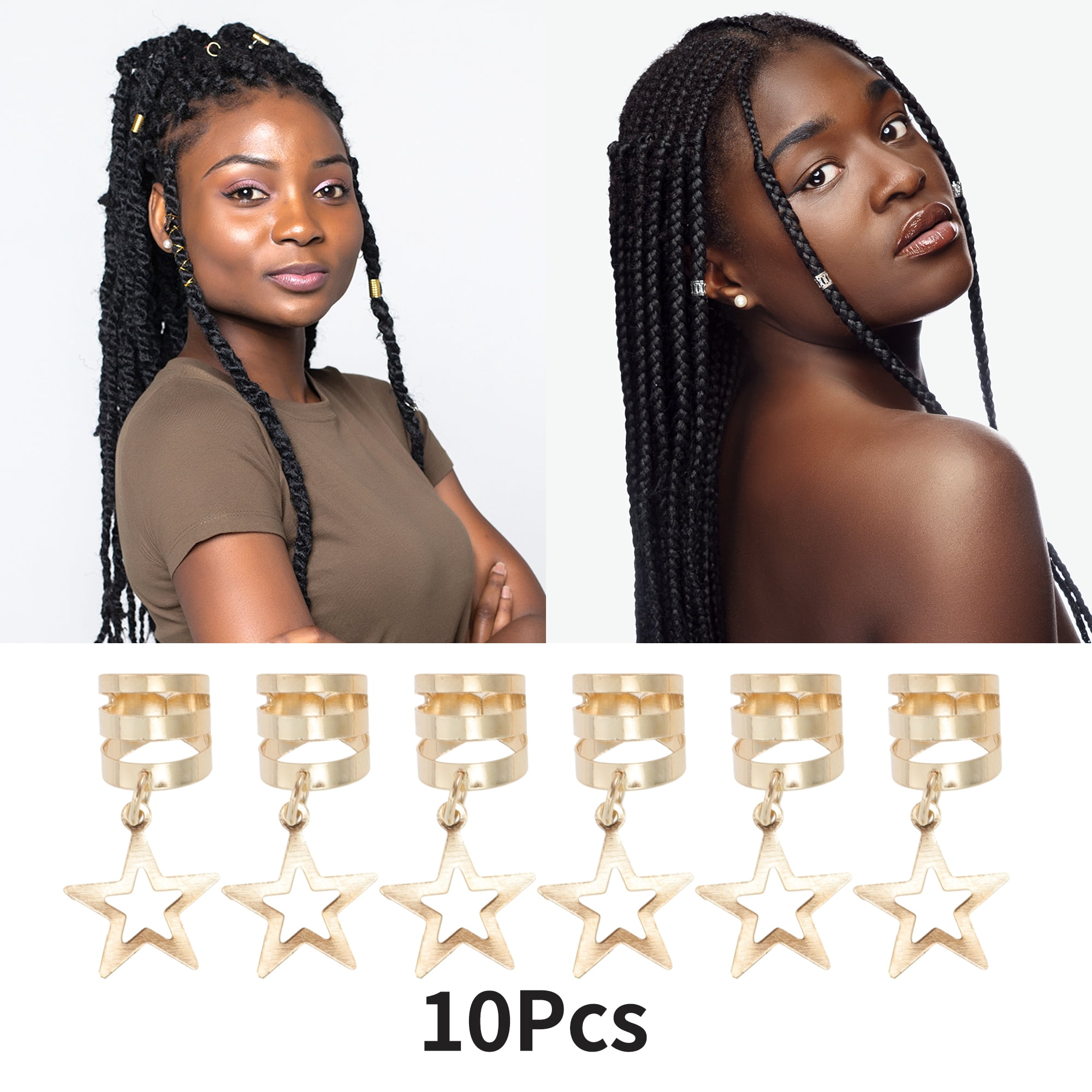 Unique Bargains Star Star Hair Cuffs Dreadlock 10 Pcs Gold Tone