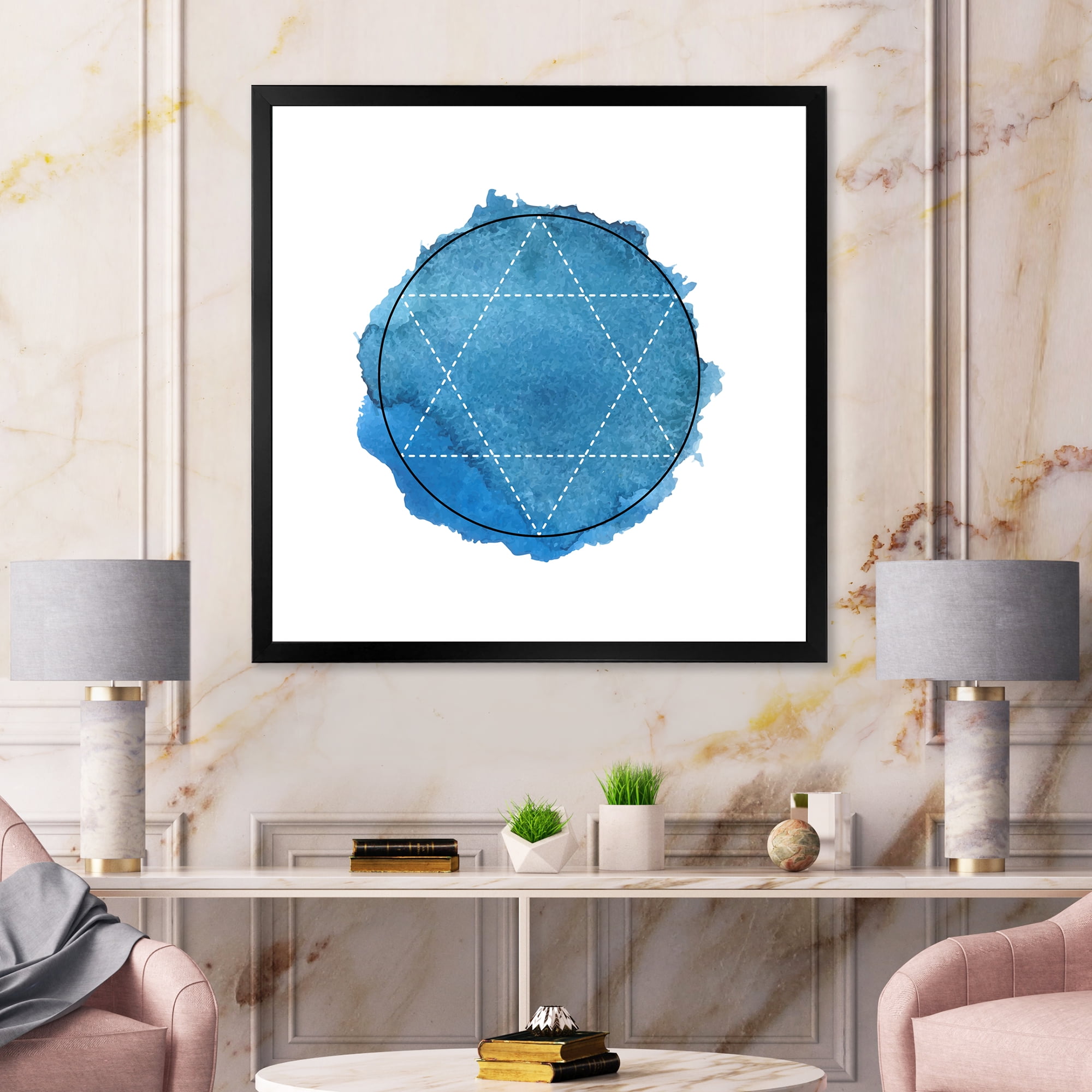 Designart 'Sacred Geometry and Symbol of Alchemy III' Bohemian & Eclectic Framed Art Print