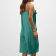 thumbnail image 5 of Lenpel Summer Rompers for Women Sleeveless Spaghetti Strap Quarter Button Square Neck Wide Leg Short Jumpsuits Casual Loose Overalls, 5 of 7