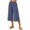 Navy, variant on Ahabrexf Women's Natural Fiber Linen Cropped Pants, Elastic Waist Wide Leg Pocketed Casual Cropped Trousers for Summer Daily Wear