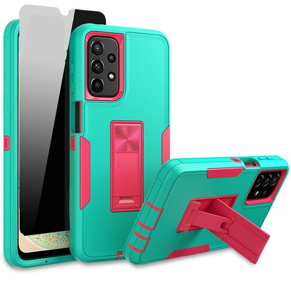 NIFFPD Samsung A23 5G, Galaxy A23 5G Case with Screen Protector(Anti Spy Privacy) Magnetic Kickstand Car Mount Protection Case Cover for Samsung Galaxy A23 5G Green&Rose red