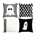 thumbnail image 2 of Halloween Home Decor, Halloween Throw Pillow Covers, Ghost Pillow Covers, Halloween Pillows for Couch, 4-Pack 18X18 Inch Digital Print Black White Cute Ghost Striped Sofa Bed, 2 of 7