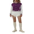 thumbnail image 3 of Women Varsity Baseball Long Sleeves Jacket Casual Jerseys Uniform Bomber Track Jacket, 3 of 6