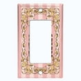 thumbnail image 5 of Metal Light Switch Plate Cover Naked Marshmallow Chocolate Cake Striped Wallpaper Pink CAK056, 5 of 13