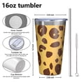 thumbnail image 4 of 16oz Tumblers Yellow and Brown Of Leopard Print Stainless Steel Vacuum Insulated Double Wall Travel Tumbler Cups Mug with Lid and Straw,Cleaning Brush for Coffee,Tea, 4 of 4