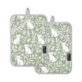 thumbnail image 7 of Yayeee Pot Holders Kitchen Heat Resistant with Pockets 7"x9.8" Cotton Oven Cooking Hot Pads, Green Floral Cat Pattern, 7 of 7