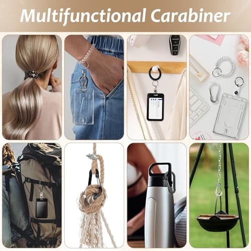 Wrist Card Holder Cruise Lanyard,Wrist Coil ID Badge Holder with Multitool Aluminum Carabiner Clip,Stretchable Spiral Wristband Key Ring,for Lanyard Outdoor Cruise Ship (Clear Vertical, PC)