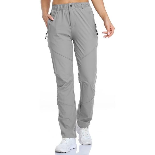 Pantalones de golf SPOSULEI para mujer, de nailon elástico de secado rápido, gris claro