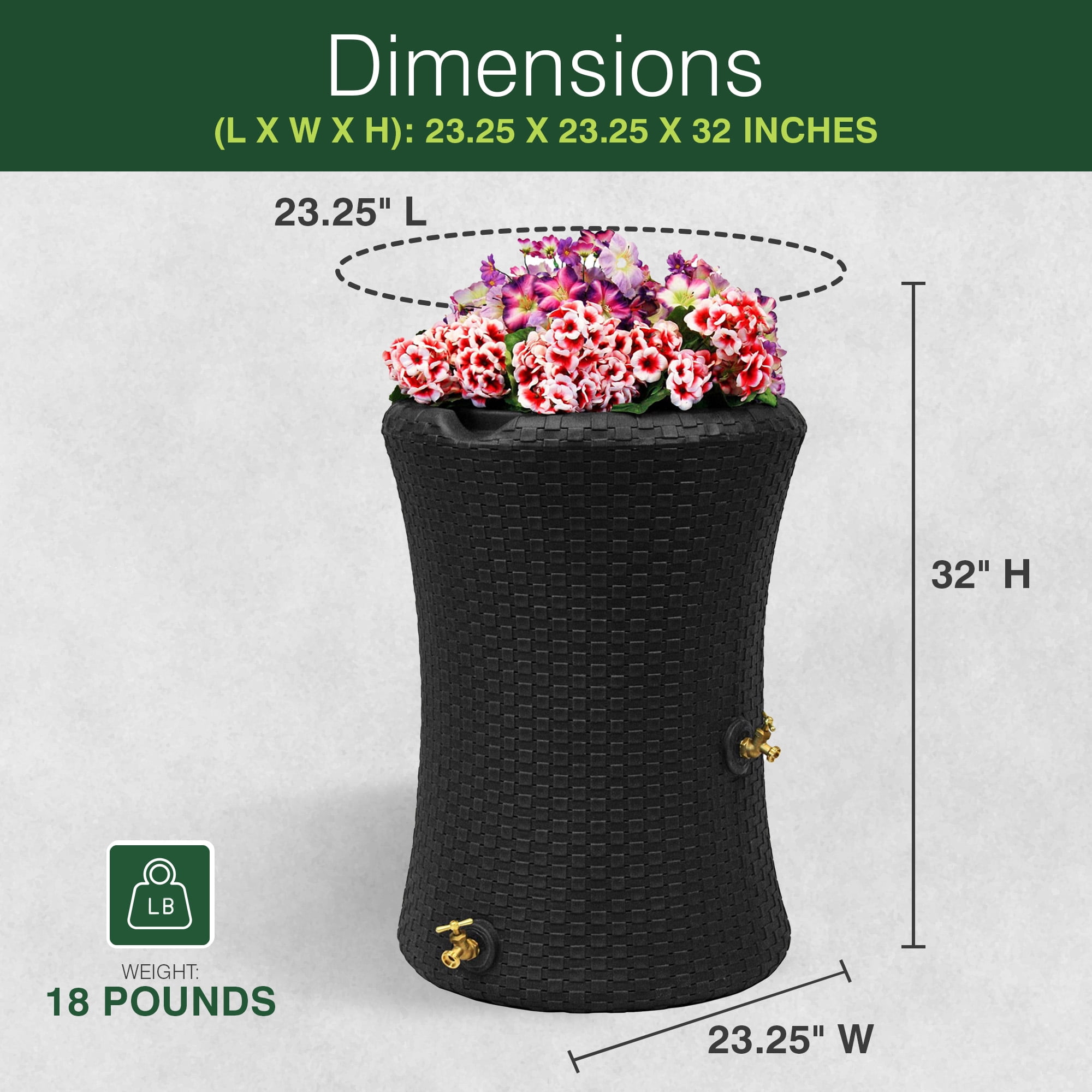 Good Ideas Impressions 50-Gallon Nantucket Rain Saver, Black (2 Pack)
