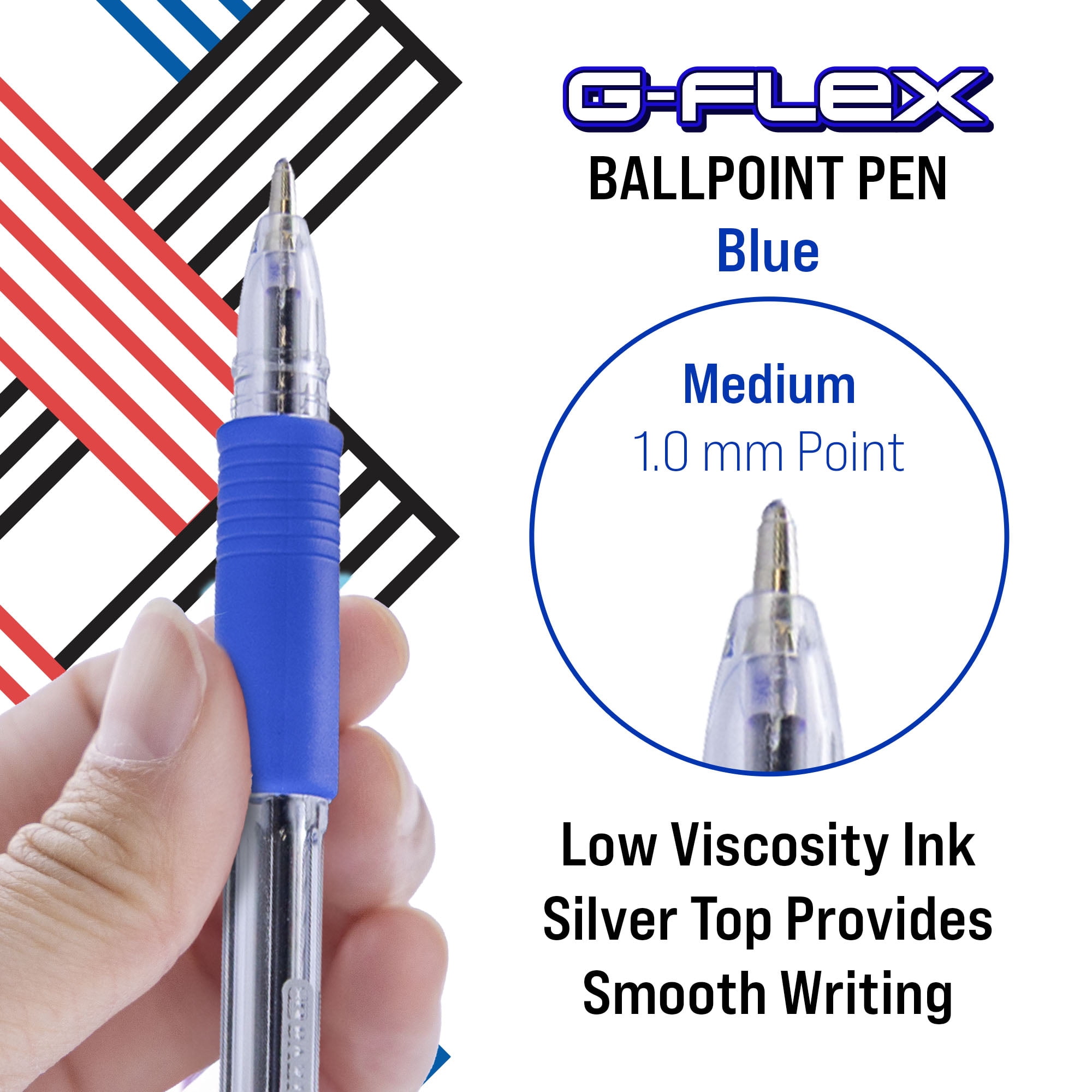 BAZIC G-Flex Blue Fuse Tech Ink Pen, 0.7 mm Medium Point, (4/Pack), 24-Pack