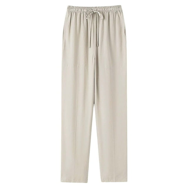 cfhntfmh Men's Lightweight Wide Leg Pants Loose Fit Open Bottom Solid Color Athletic Pants with Pockets Casual Lounge Pants