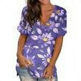 thumbnail image 1 of RT5YKing T-Shirts à Col Rond pour Femmes, Imprimé Floral, Manches Courtes, Blouse Ample, Imprimé Marbre, 1 of 5