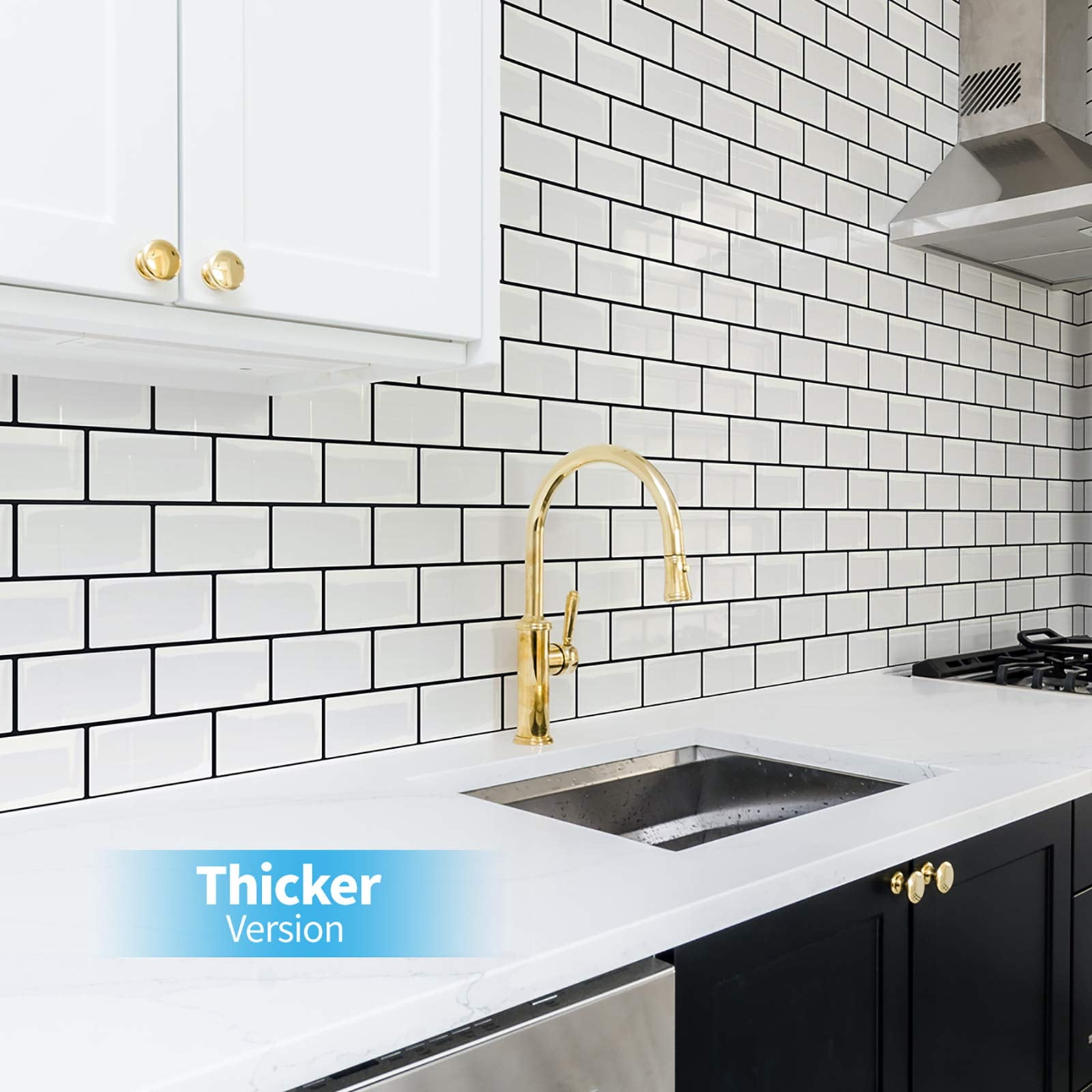 Peel And Stick Backsplash For Kitchen White Subway (10 Tiles  Thicker Design)