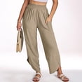 thumbnail image 4 of Abomasnow Womens Wide Leg Palazzo Capri Pants 2025 Summer Casual Loose High Waisted Lounge Flowy Cropped Beach Work Trousers, 4 of 9
