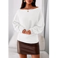 thumbnail image 3 of Suéter PRETTYGARDEN para Mujer, Hombros Descubiertos, Blanco, Talla M, 3 of 8